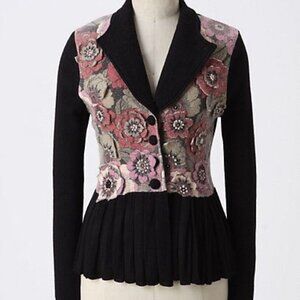 anthropologie 3d floral sweatercoat cardigan S jacket sweater